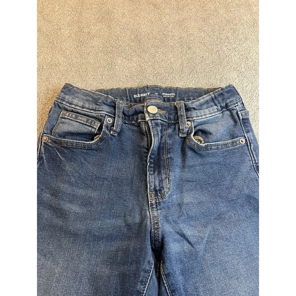 Old Navy Boys Size 12 Straight Jeans Medium Wash Built-In Flex Adjustable Waist